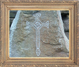 Granite celtic cross carved boulder
